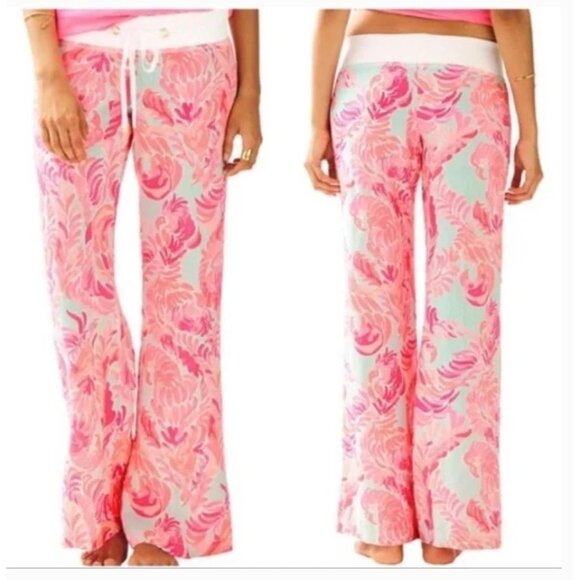 NWT Lilly Pulitzer Linen Beach Palazzo Pants XS/S Love Birds MSRP$128 RARE print - Picture 3 of 12